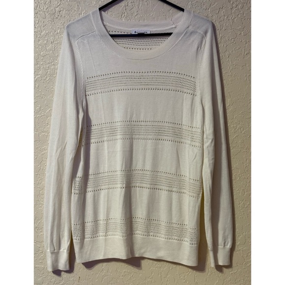 Athleta Sweaters - Athleta Elegant Cream Knit Sweater Long Sleeves Lightweight Size L